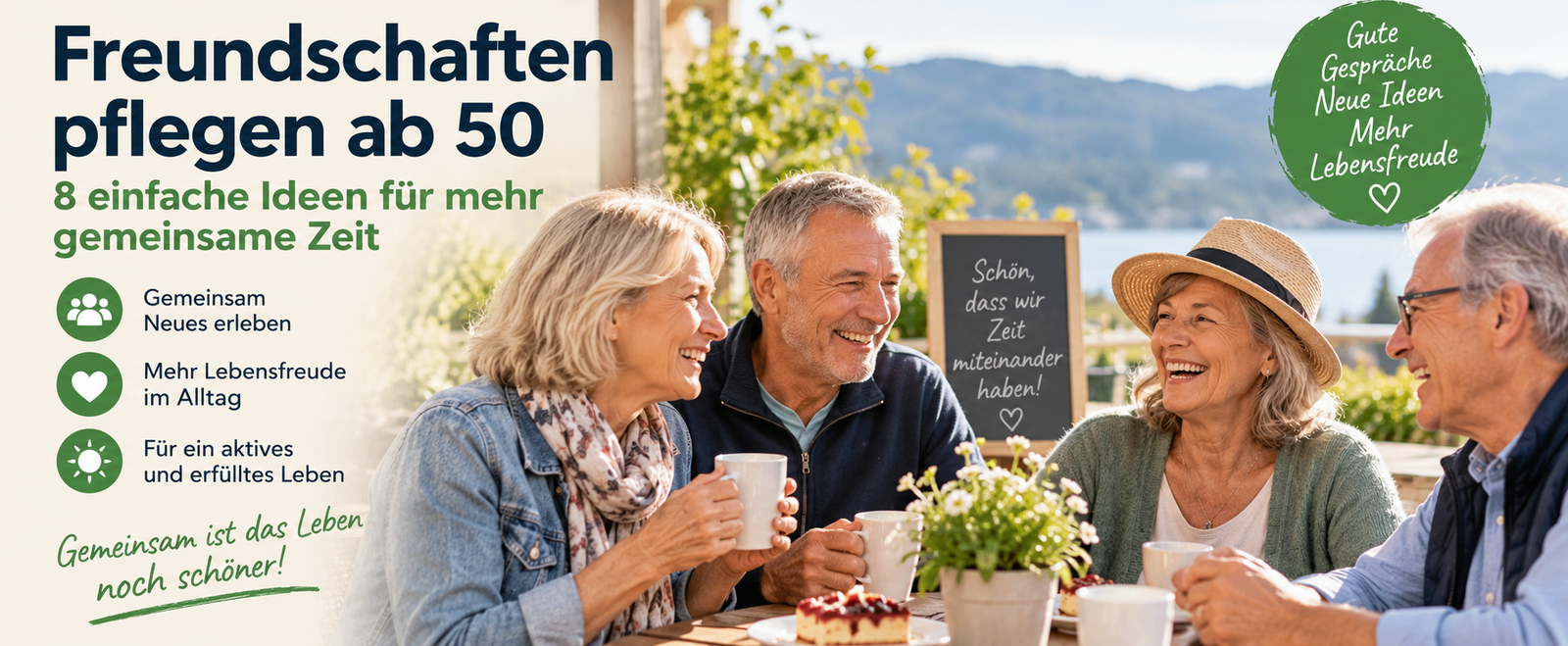 Freundschaften pflegen ab 50 bei gemeinsamer Zeit mit Freunden.